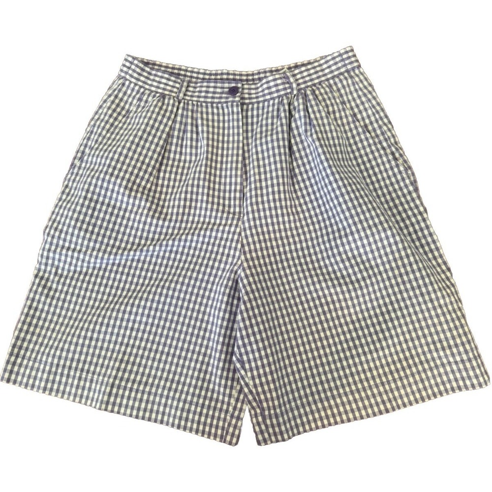 Bermuda Mom Shorts VTG 80s Medium 28 High Waist Pleated Baggy Purple Plaid